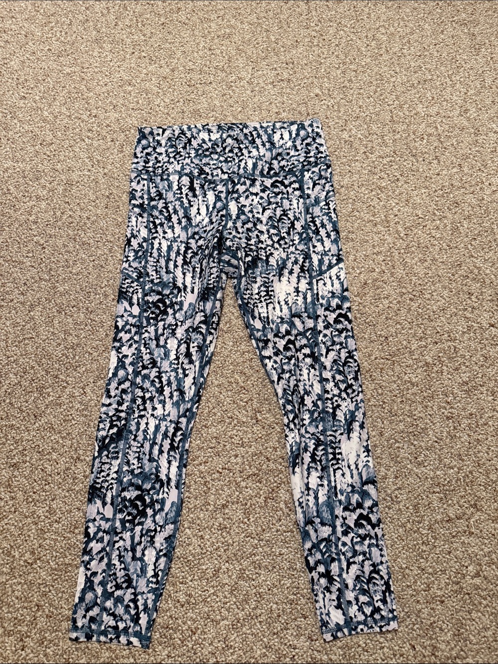 Women’s Printed Active Leggings - Blue & White